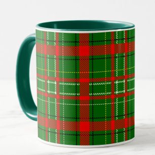 Caneca Design de Padrão de Xadrez de Tartan no Natal Verd