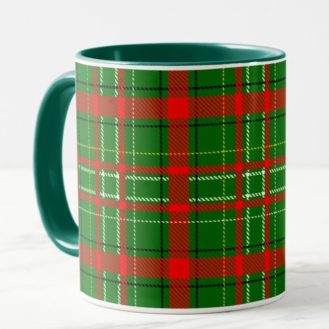 Caneca Design de Padrão de Xadrez de Tartan no Natal Verd (Criador carregado)