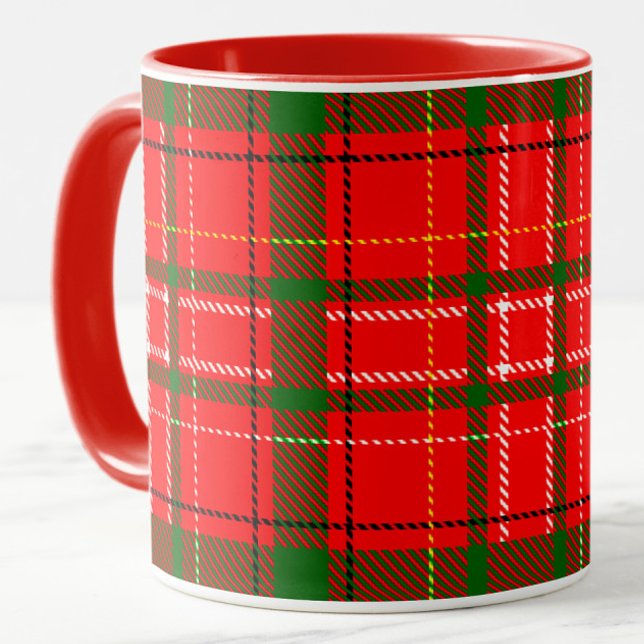 Caneca Design de Padrão de Xadrez de Tartan no Natal Verm (Criador carregado)