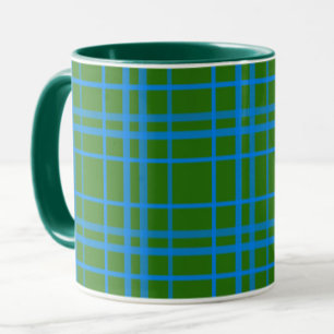 Caneca Design de Padrão de Xadrez de Tartan Verde