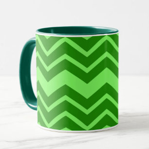 Caneca Design de Padrão de Zig Zag Chevron Verde