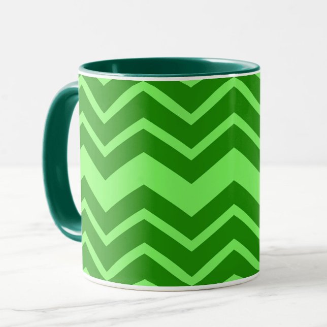 Caneca Design de Padrão de Zig Zag Chevron Verde (Criador carregado)