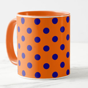 Caneca Design de Padrão do Blue On Orange Bolinhas