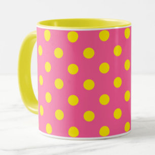 Caneca Design de Padrão do Bolinhas Amarelo a Rosa