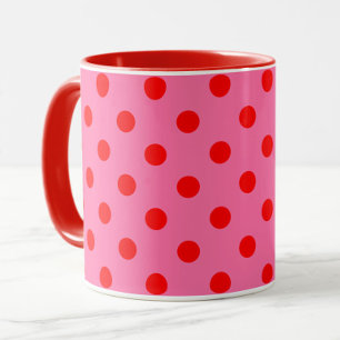 Caneca Design de Padrão do Bolinhas Vermelho a Rosa