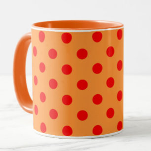 Caneca Design de Padrão do Red On Orange Bolinhas