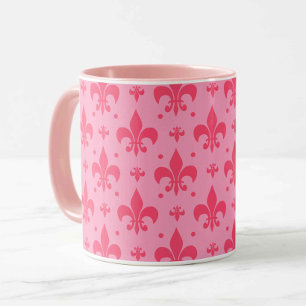 Caneca Design de padrão rosa Fleur-de-lis