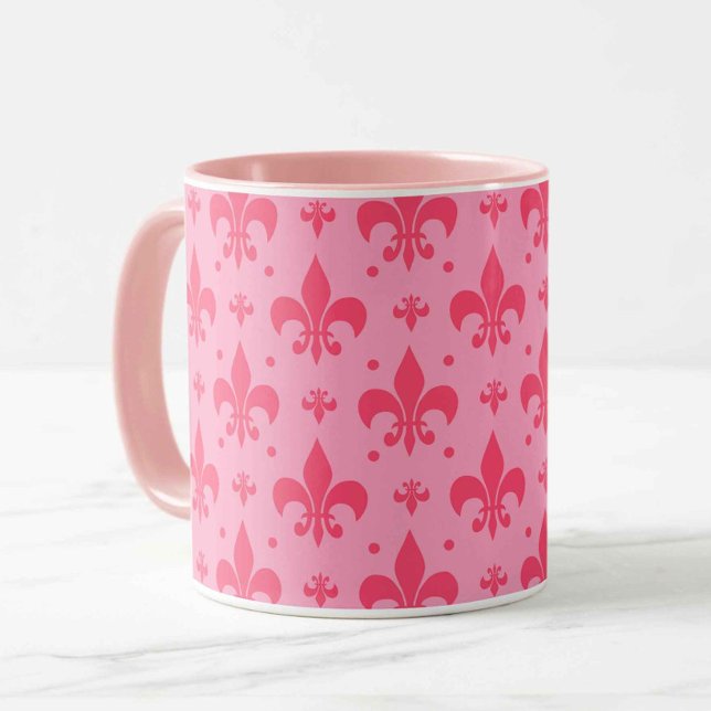 Caneca Design de padrão rosa Fleur-de-lis (Criador carregado)