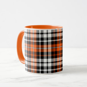 Caneca Design de padrão xadrez tartan laranja preto branc