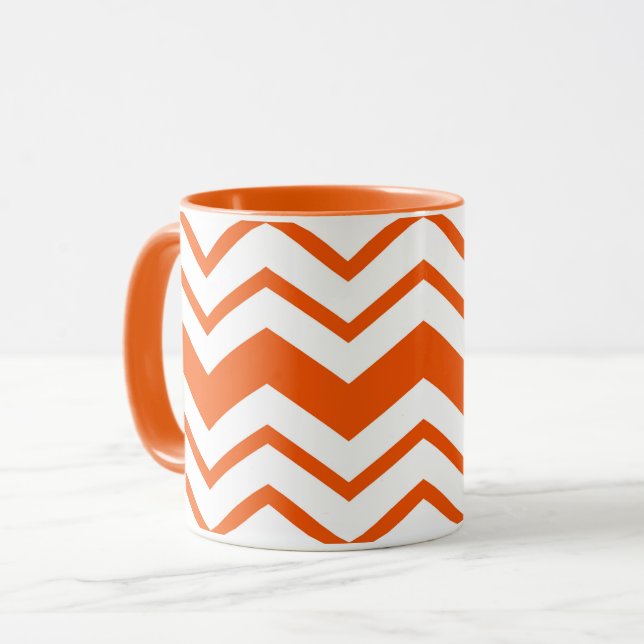 Caneca Design de padrão zigue-zague em chevron branco lar (Frente Esquerda)