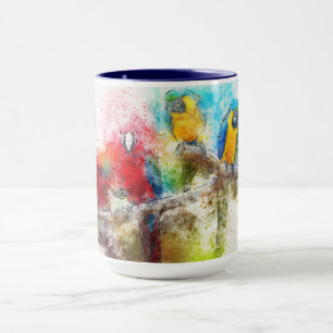 Caneca Design de papagaios tropicais
