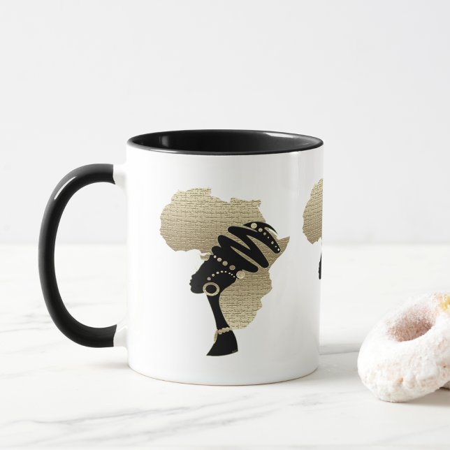 Caneca Design de Patrimônio Afrocentrado • África em Ouro (Criador carregado)