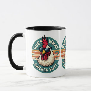 Caneca Design de Piada de Bumbum de frango Retro Engraçad