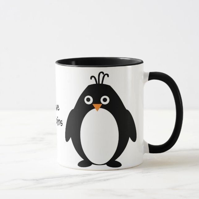 Caneca Design de pinguim personalizado (Direita)