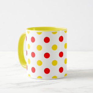 Caneca Design de Pontos Brancos Vermelhos Amarelos