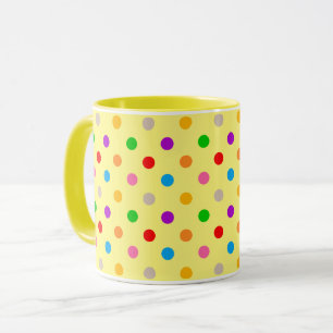 Caneca Design de Pontos Coloridos Arco-íris Amarelo