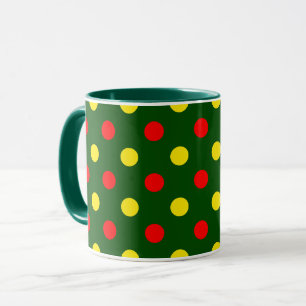 Caneca Design de Pontos Polka Amarelos e Vermelhos em Ver