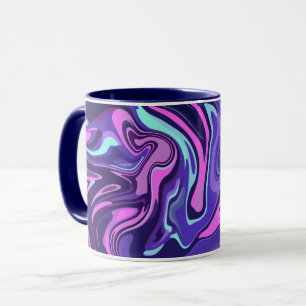 Caneca Design de Redemoinho Fluido em Roxo, Rosa e Azul