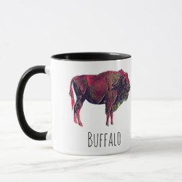 Caneca Design de Retrato de Buffalo para Bison ou Animal 
