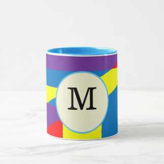 Caneca Design de Rótulo de Monograma M Abstrato Colorido