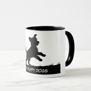 Caneca Design de Silhuetas de Animais Fofos - Cães 1 + te