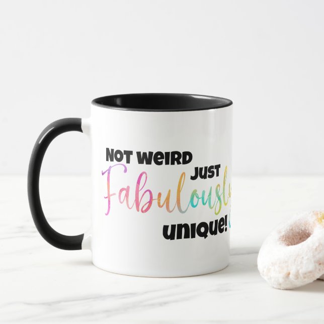 Caneca Design de texto Sassy Fabulosamente Único (Com Donut)