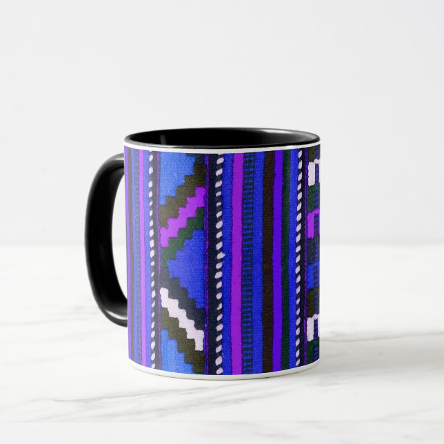 Caneca Design de textura azul indígena nativa americana (Frente Esquerda)
