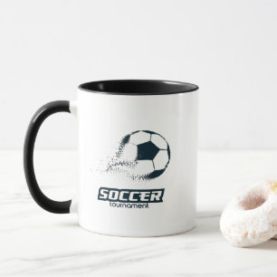Caneca Design de Torneio de Bola de Futebol de Partículas