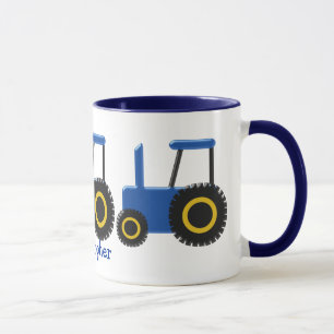 Caneca Design de trator azul personalizado