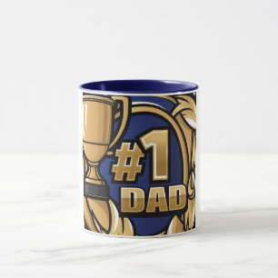 Caneca Design de Troféus de Pai Número Um