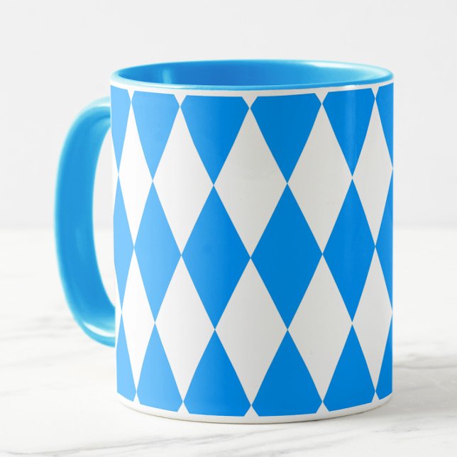 Caneca Design de Verificadores de Ouros Branco Azul (Criador carregado)