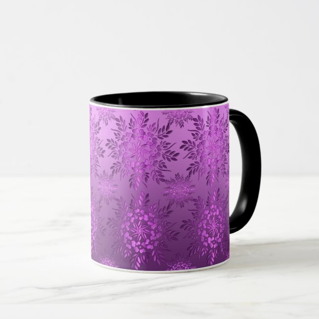 Caneca Design de Violeta Floral Retroativa (Frente Esquerda)