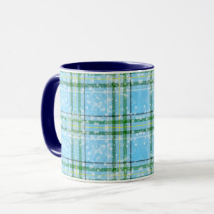 Caneca Design de Xadrez Escocês de Neve de Inverno
