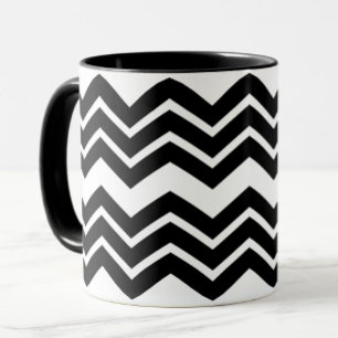 Caneca Design do padrão Chevron preto branco Zigzag preto