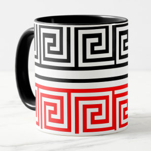 Caneca Design do Padrão de Frete preto branco vermelho gr