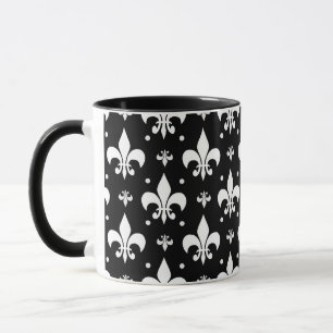 Caneca Design do padrão Fleur-de-lis preto