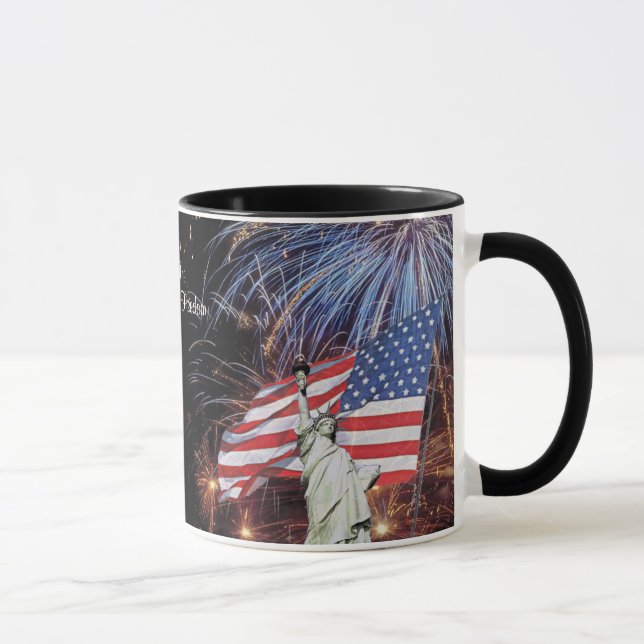 Caneca Design dos fogos-de-artifício & da estátua da (Direita)