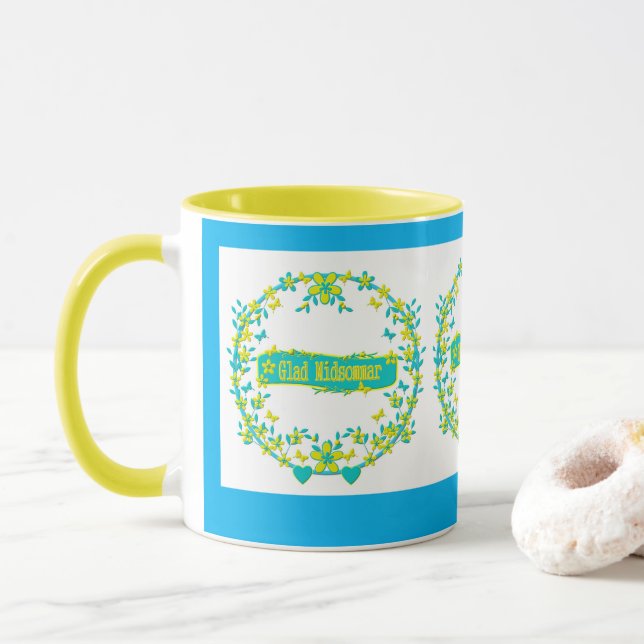 Caneca design escandinava, Glad Midsommar (Com Donut)