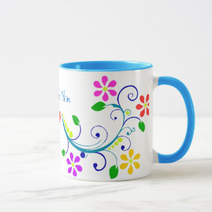 Caneca Design floral bonito e coração encantador à mam