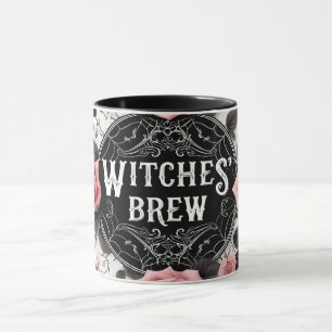 Caneca Design Floral Gótico Caldeirão de Bruxas