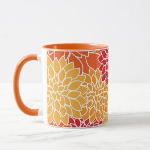 Caneca Design floral oriental da colheita vermelha e lara
