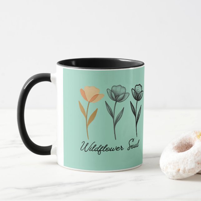 Caneca Design floral selvagem moderno (Com Donut)