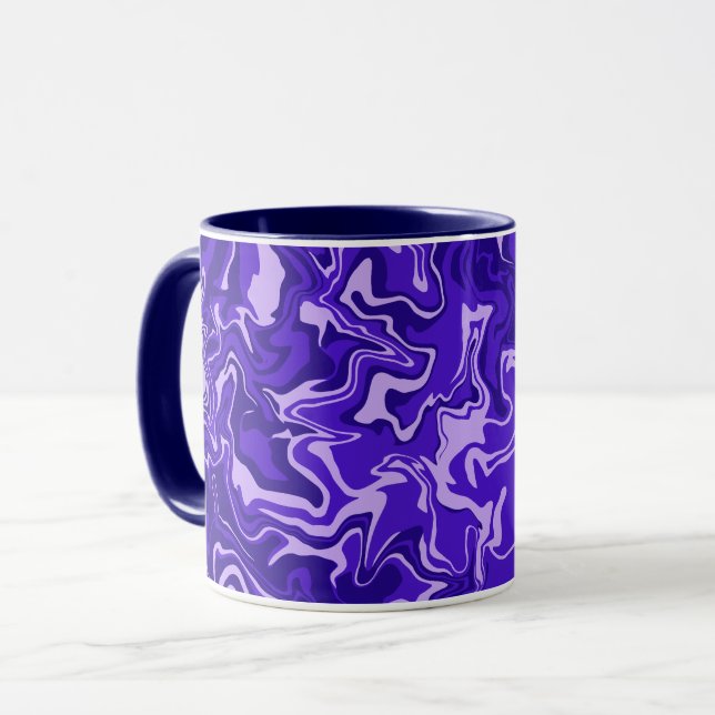 Caneca Design Fluido Abstrato em Tons Roxos (Frente Esquerda)