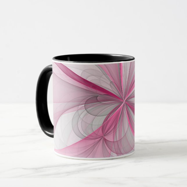Caneca Design Fractal de Cinza Abstrato moderno (Frente Esquerda)