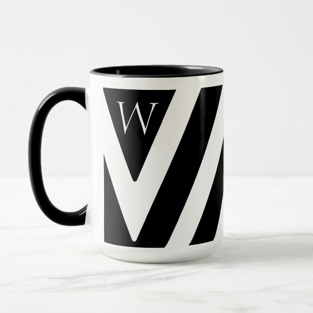 Caneca Design inicial Elegante em preto e branco (Esquerda)