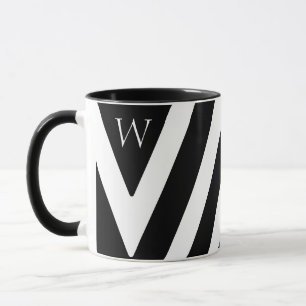 Caneca Design inicial Elegante em preto e branco