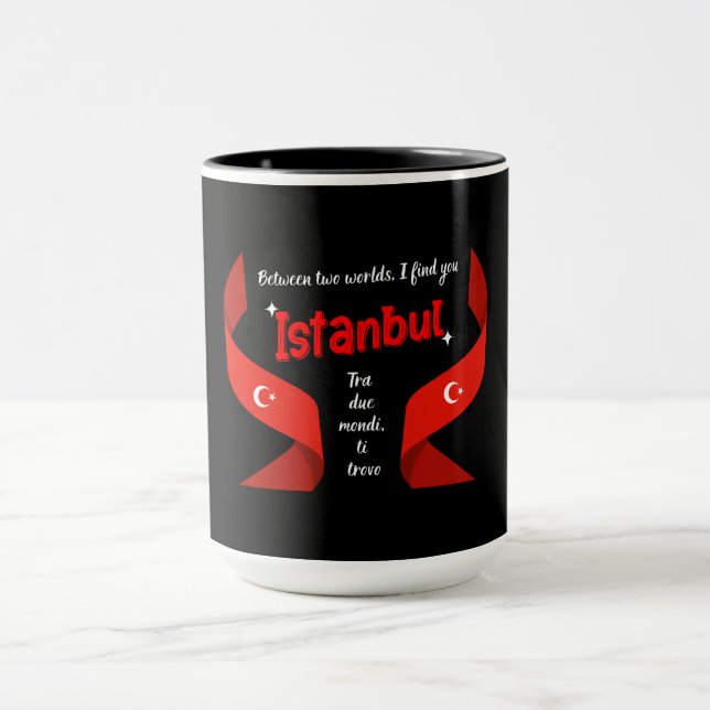 Caneca Design Istambul com citação de amor bilíngue (Centro)
