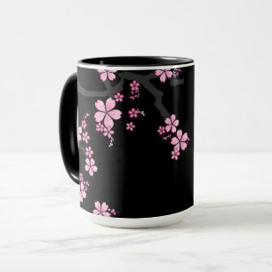 Caneca Design japonês Black Pink Sakura: