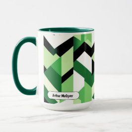 Caneca Design Moderno de Chevron em Bloco Verde Wasabi