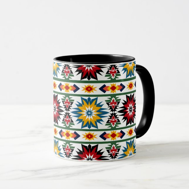 Caneca Design Nativo Americano - Padrão Vibrante de Starb (Frente Esquerda)